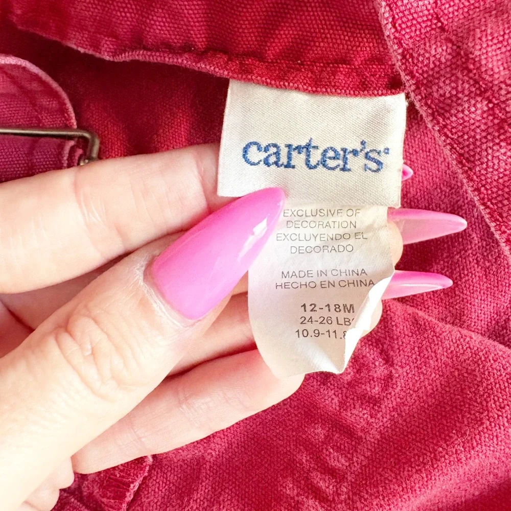Carters Baby Vintage Helicopter Chopper Canvas Workwear Style Overalls 12-18M